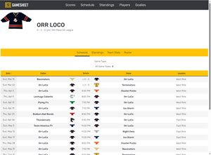 a thumbnail of the gamesheet website